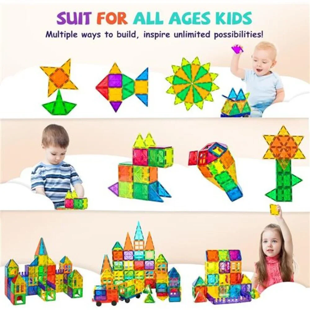 120Pcs Magnetic Tiles Magnetic 3D Building Blocks Set Educational